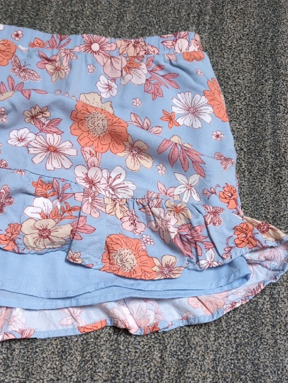 EUC Paisley Lane Girls Pink Floral Ruffle Hem Skirt Set